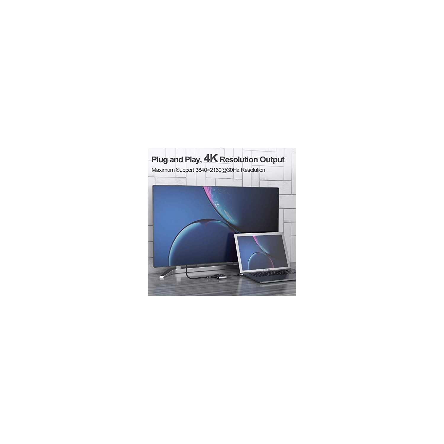 Adaptateur USB C vers HDMI 4K VGA; Concentrateur USB 4-en-1; port de chargement USB 3.0 OTG; port PD compatible avec les MacBook Pro/Dell