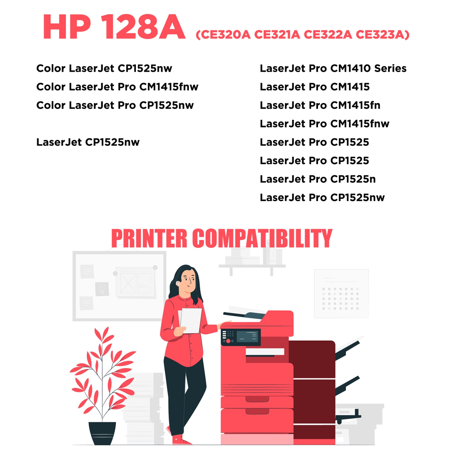 Printer Pro™ HP 128A Yellow Toner Cartridge for HP Printer LaserJet Pro CM1415 CP1525