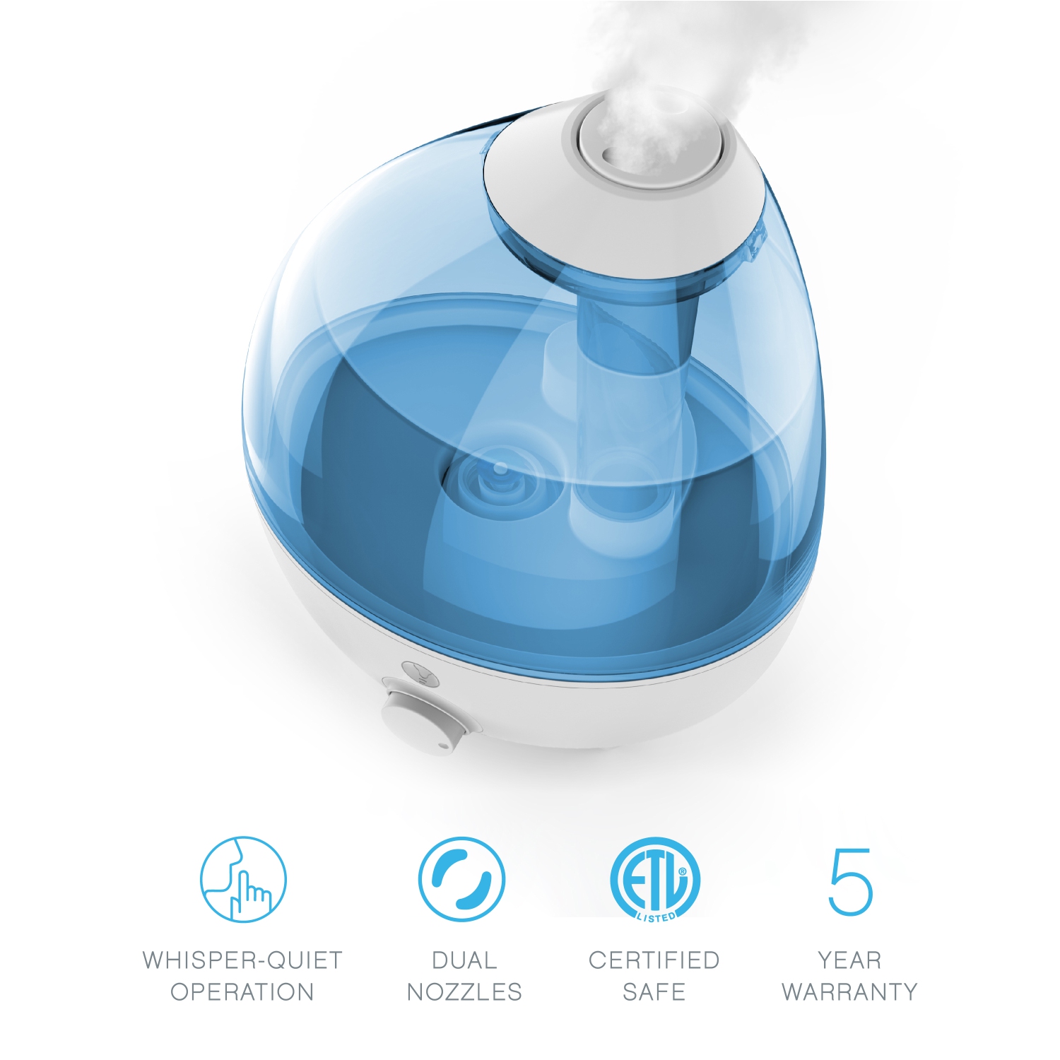 Pure Enrichment MistAire XL Ultrasonic Cool Mist Humidifier for Large Rooms - 1 Gallon Water Tank with Variable Mist Control,