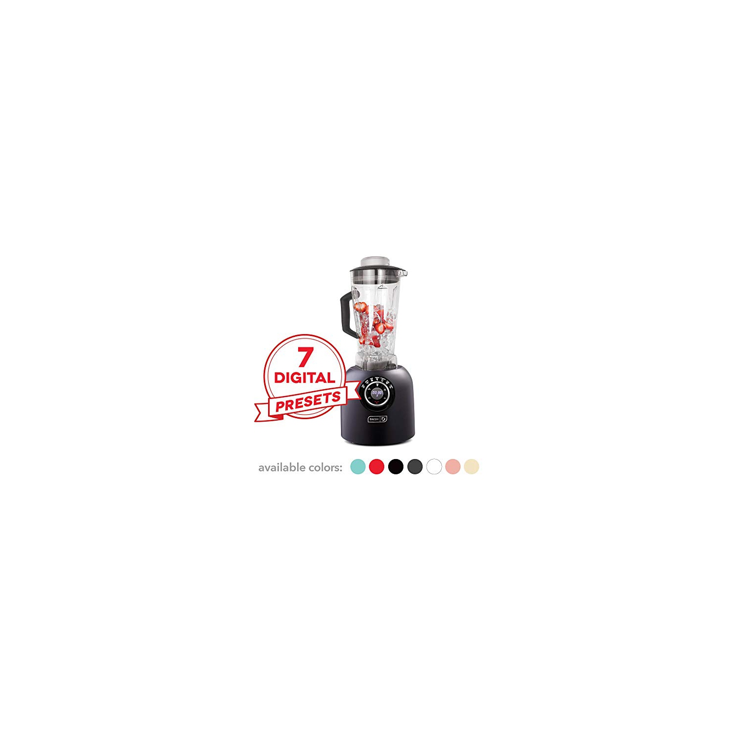 Dash DPB500MB Chef Series Blender with with Stainless Steel Blades + Digital Display for Coffee Drinks, Frozen Cocktails, Smoo