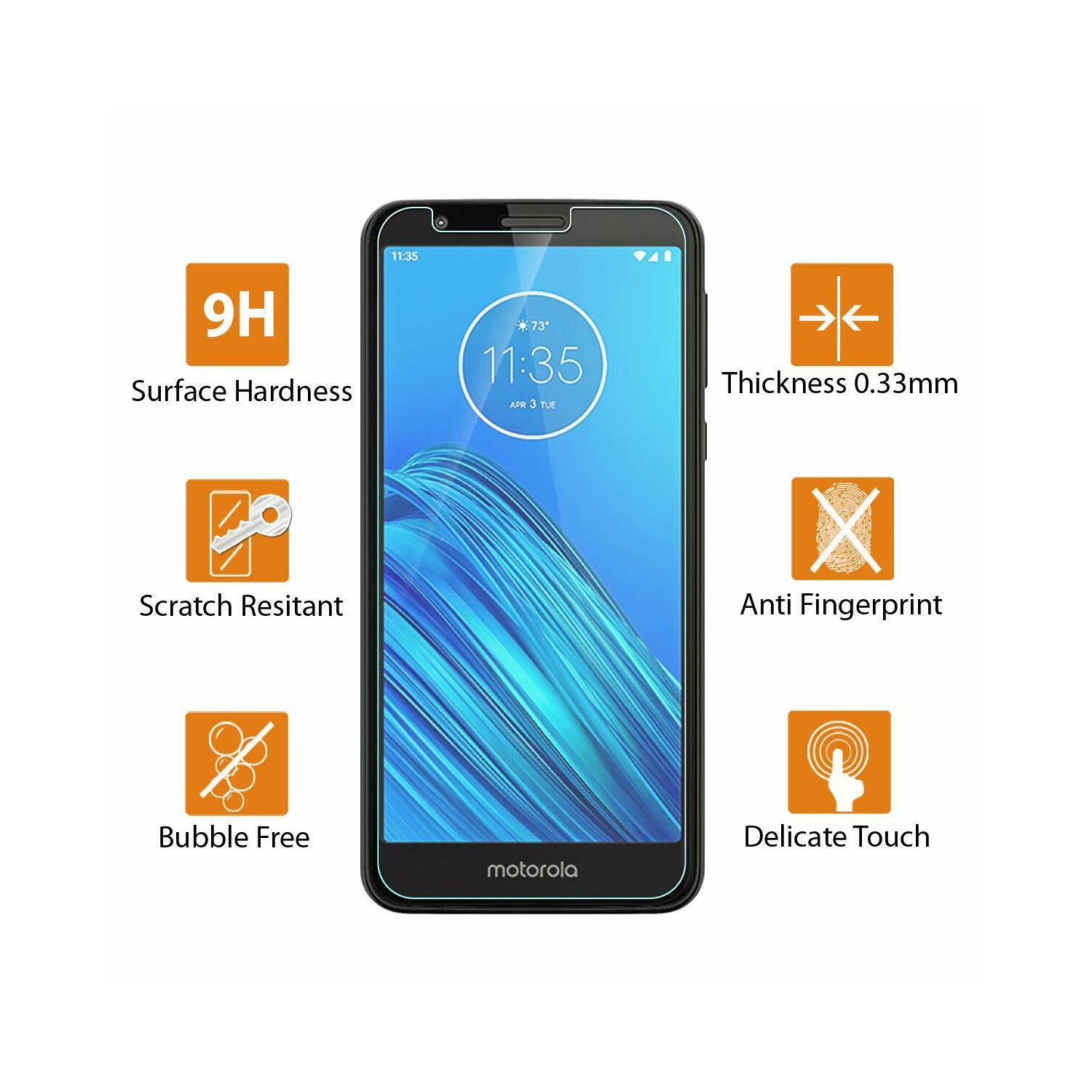 【2 Packs】 CSmart Premium Tempered Glass Screen Protector for Motorola Moto E6, Case Friendly & Bubble Free