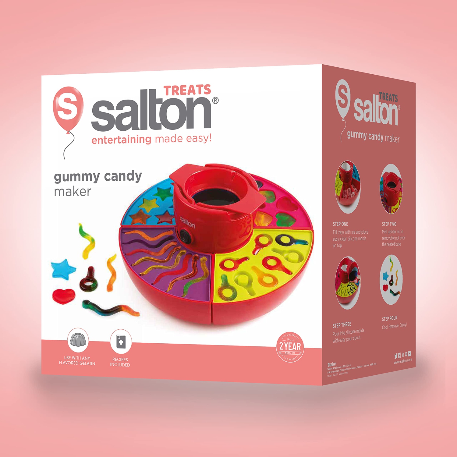 Salton GM1707 Gummy Candy Maker, Recipes Included, Red