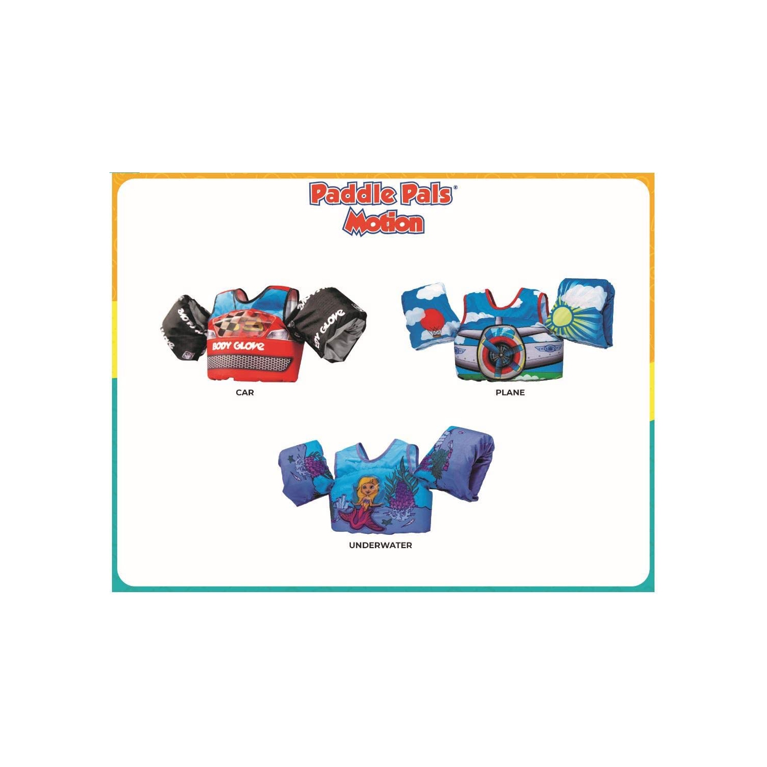 Body Glove – Vestes Paddle Pals Motion Life, la veste de natation brevetée U.S. Coast Guard approuvée pour enfants, 33 à 55 LB, sous l’eau