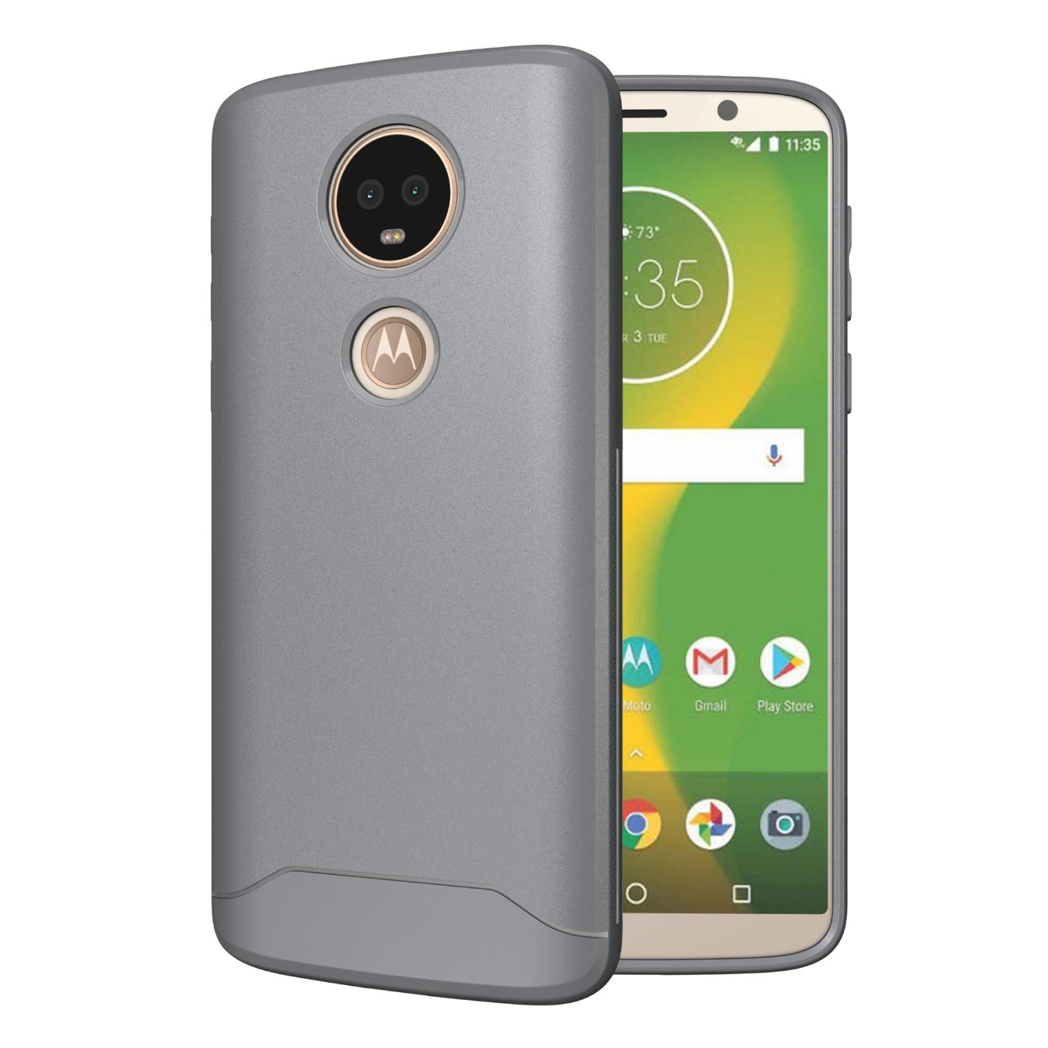 TUDIA Ultra Slim Full-Matte [ARCH] TPU Bumper Shock Absorption Protective Phone Case for Motorola Moto E5 Plus (Gray)