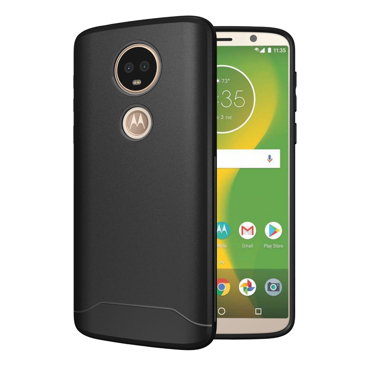 TUDIA Ultra Slim Full-Matte [ARCH] TPU Bumper Shock Absorption Protective Phone Case for Motorola Moto E5 Plus (Black)