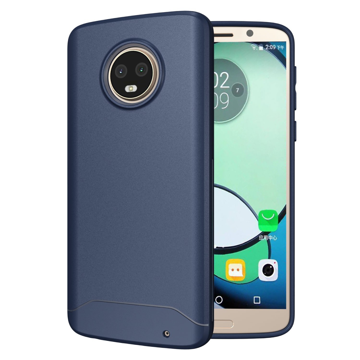 TUDIA Ultra Slim Full-Matte [ARCH] TPU Bumper Shock Absorption Protective Phone Case for Motorola Moto G6 Plus (Navy Blue)