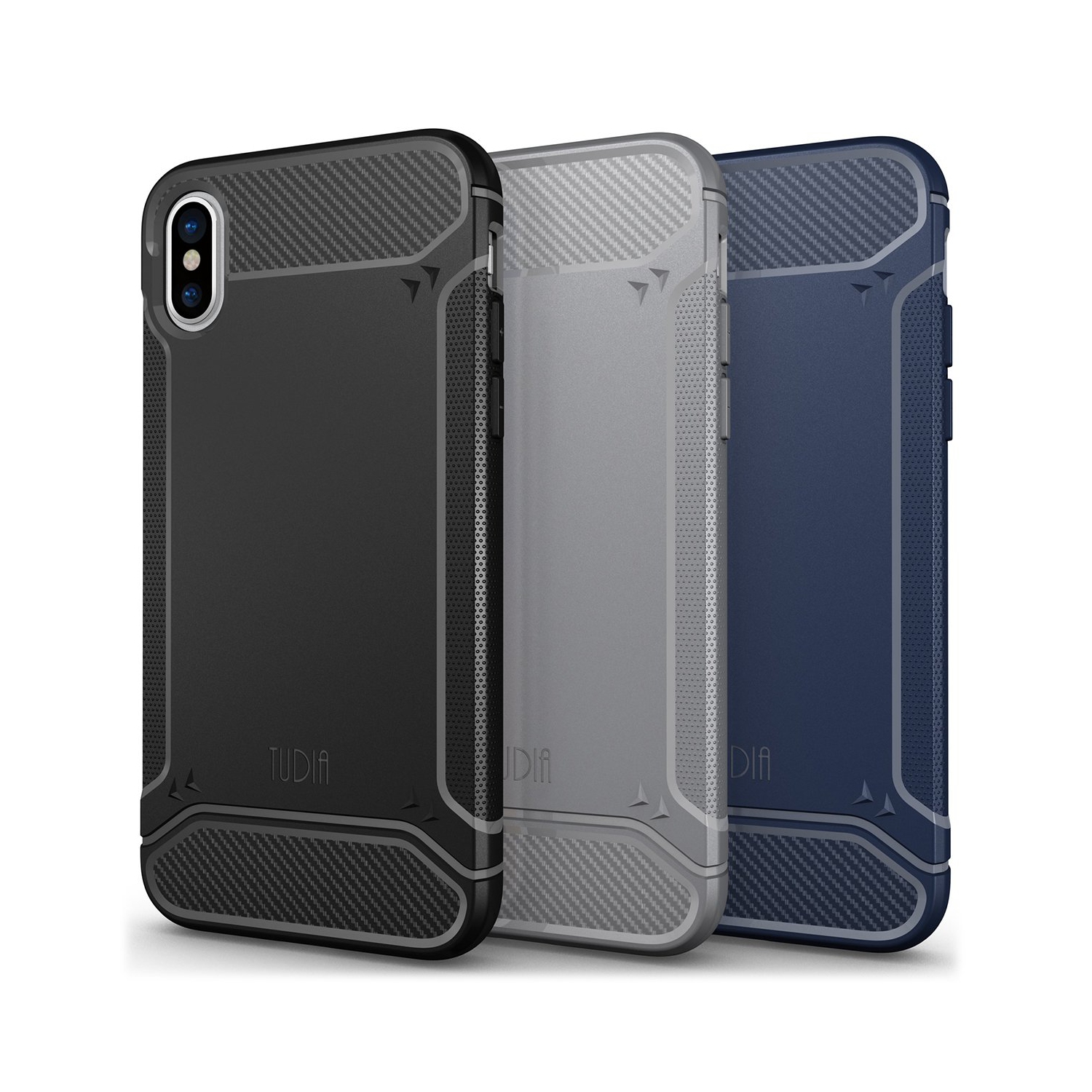 TUDIA Carbon Fiber Design Lightweight [TAMM] TPU Bumper Shock Absorption Cover for Apple iPhone X