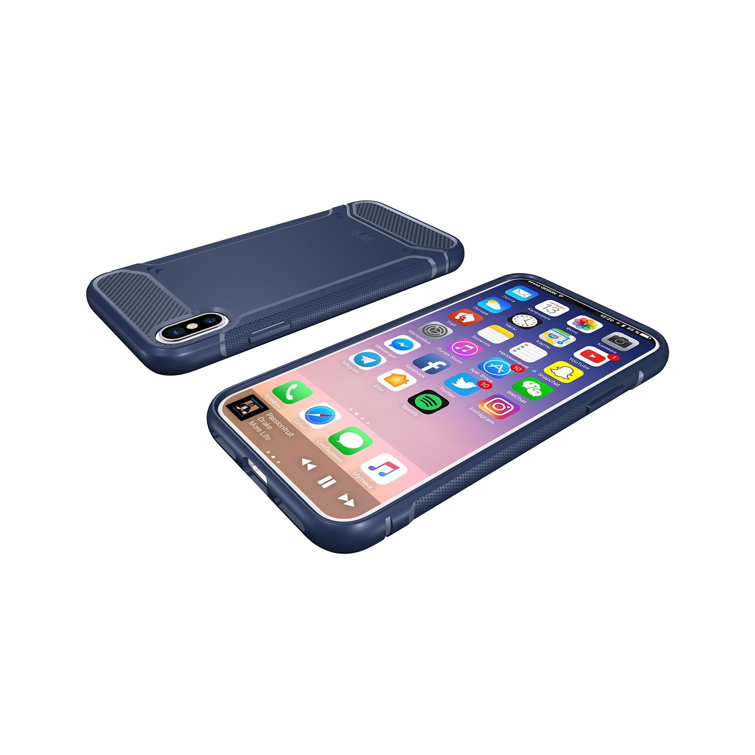 TUDIA Carbon Fiber Design Lightweight [TAMM] TPU Bumper Shock Absorption Cover for Apple iPhone X
