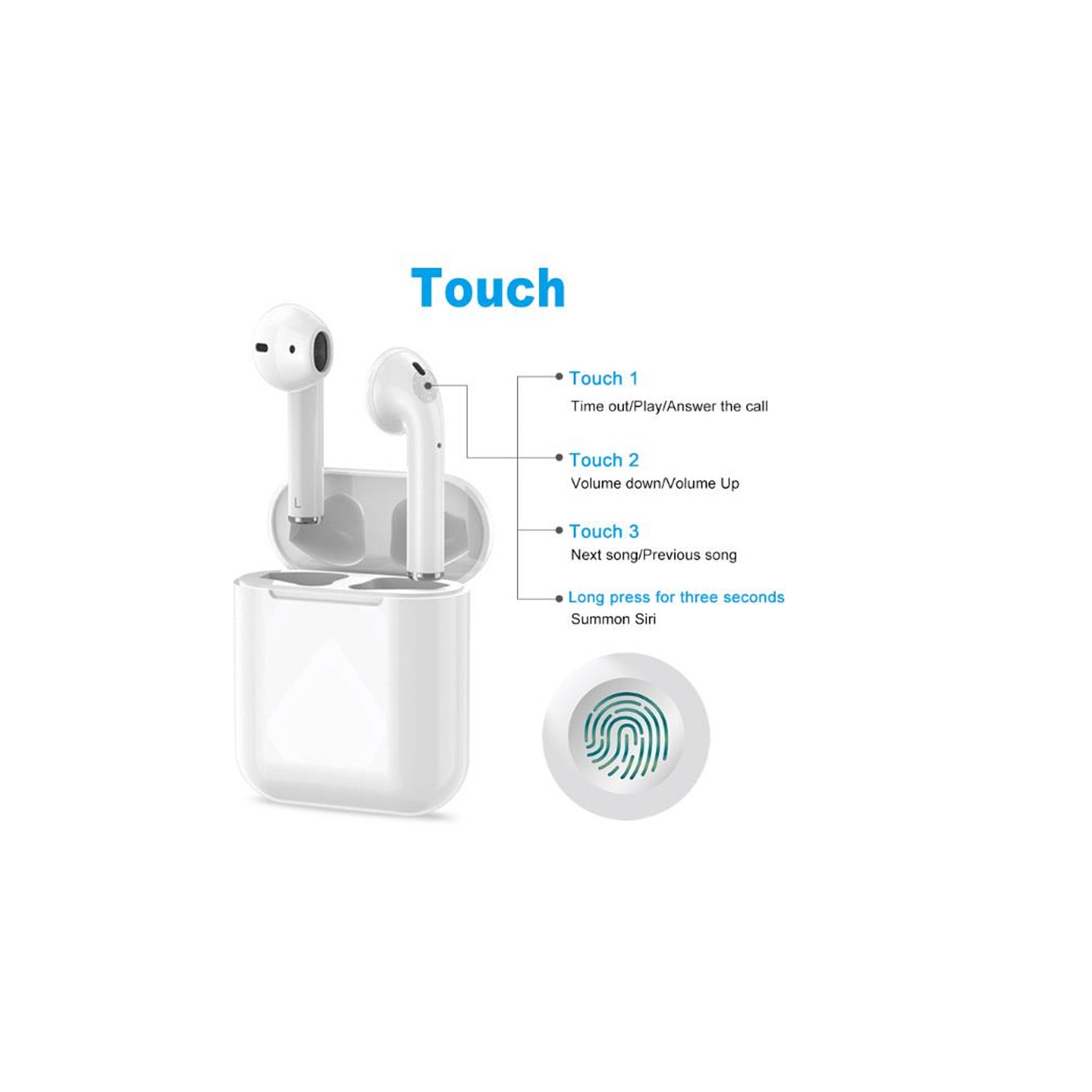 【CSmart】 TWS Wireless Bluetooth Auto Pairing Touch Control Stereo Air_pods Earbuds Earphones Headsets Headphones for Samsung iPhone