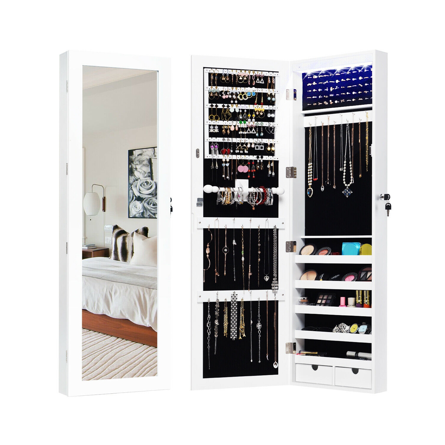 Armoire à bijoux avec miroir Costway - À monter sur une porte