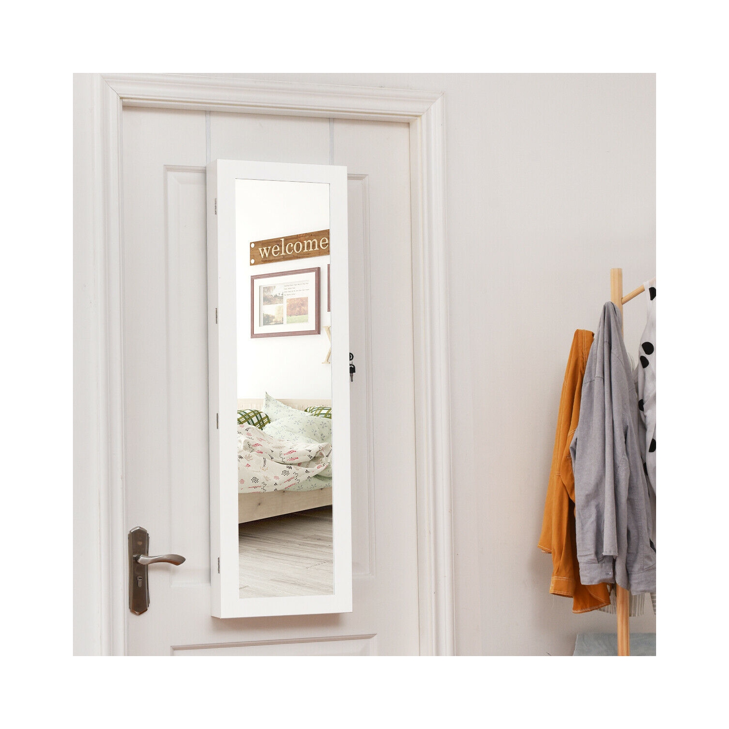 Armoire à bijoux avec miroir Costway - À monter sur une porte