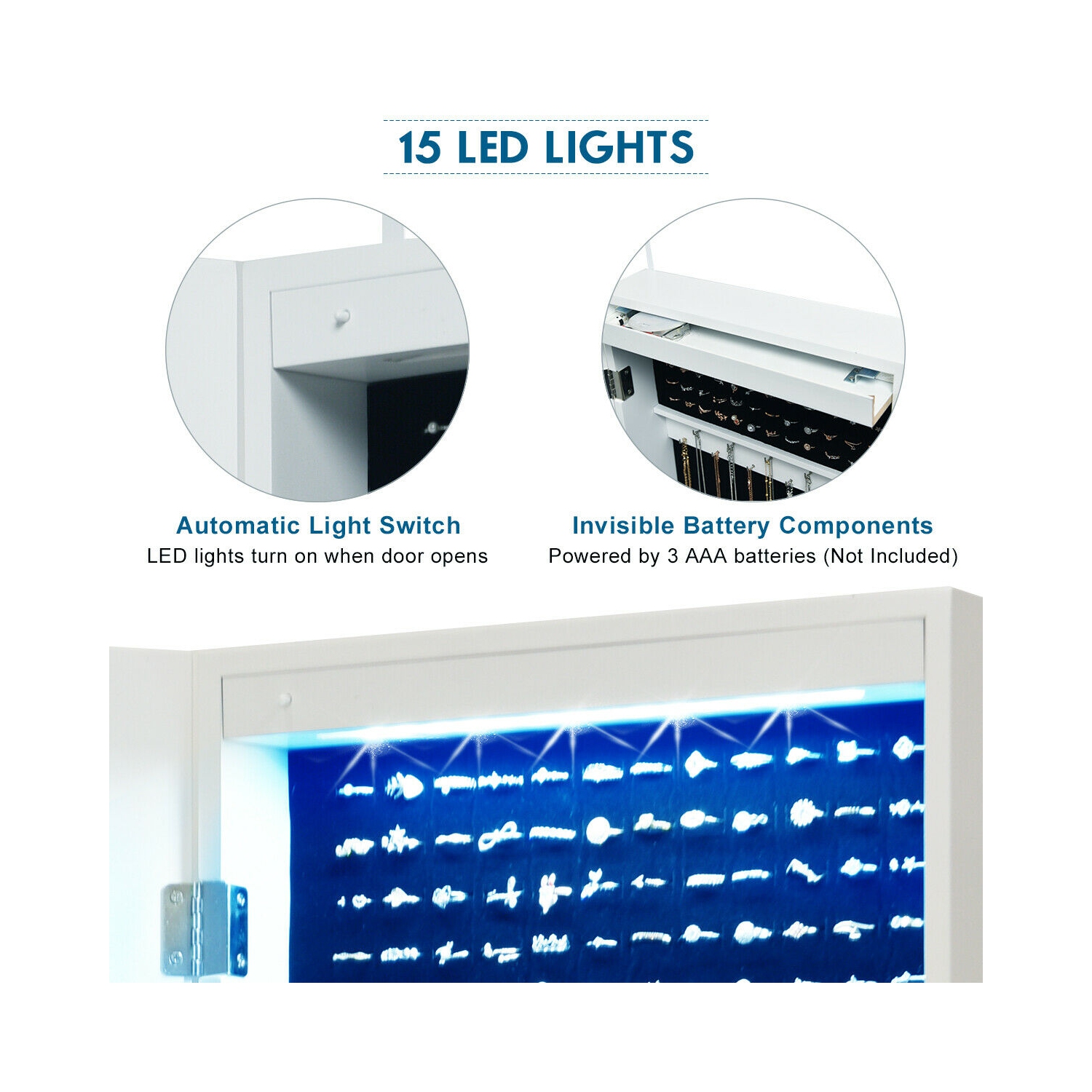 Armoire à bijoux avec miroir Costway - À monter sur une porte