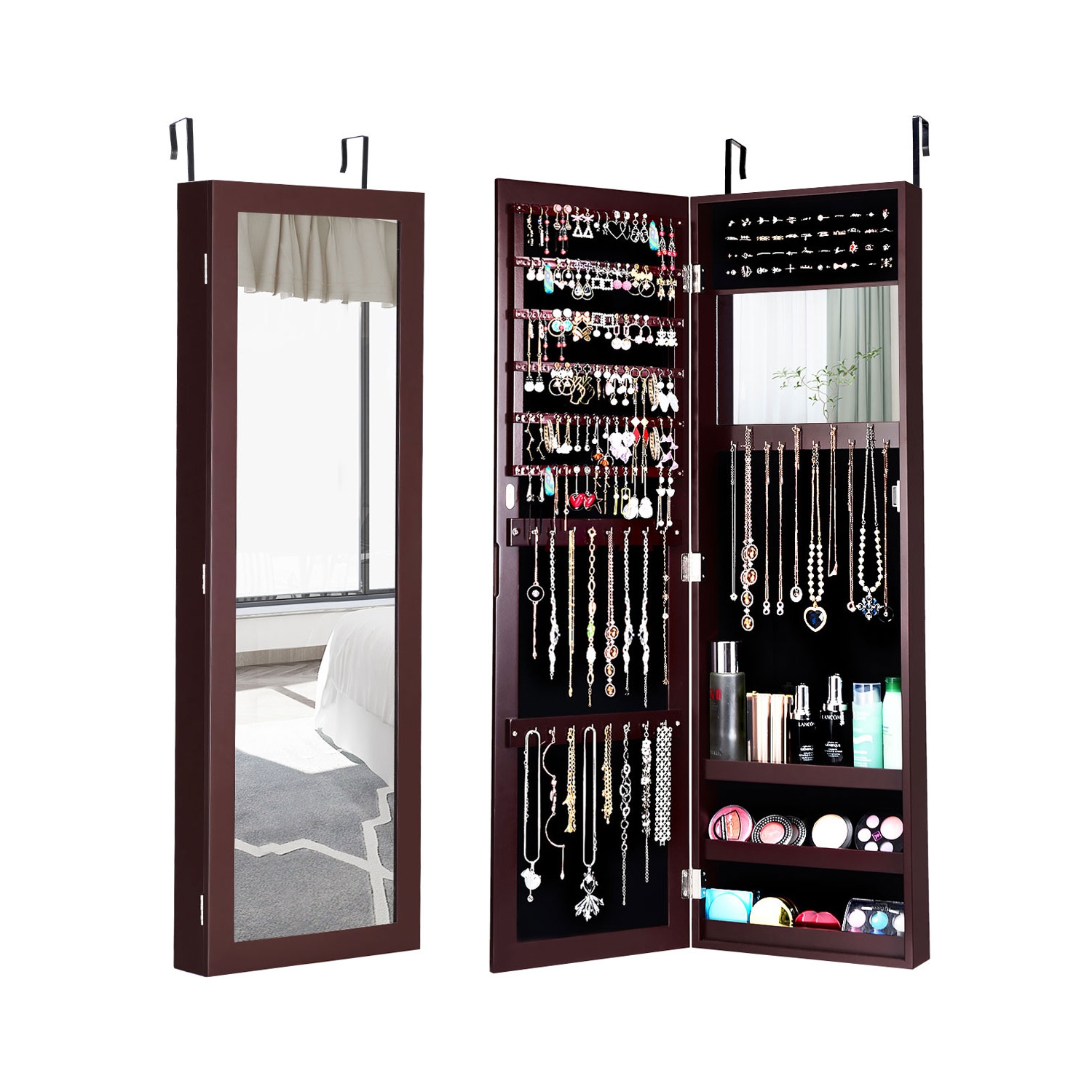 Armoire à bijoux avec miroir Costway