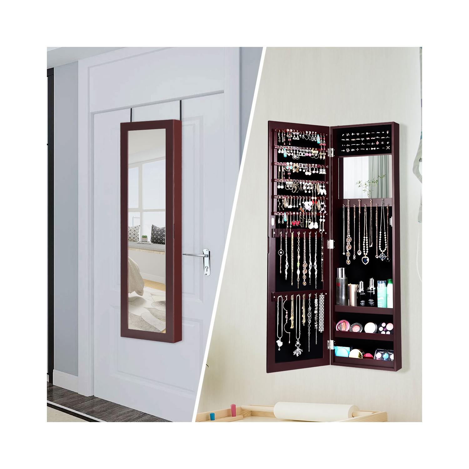 Armoire à bijoux avec miroir Costway