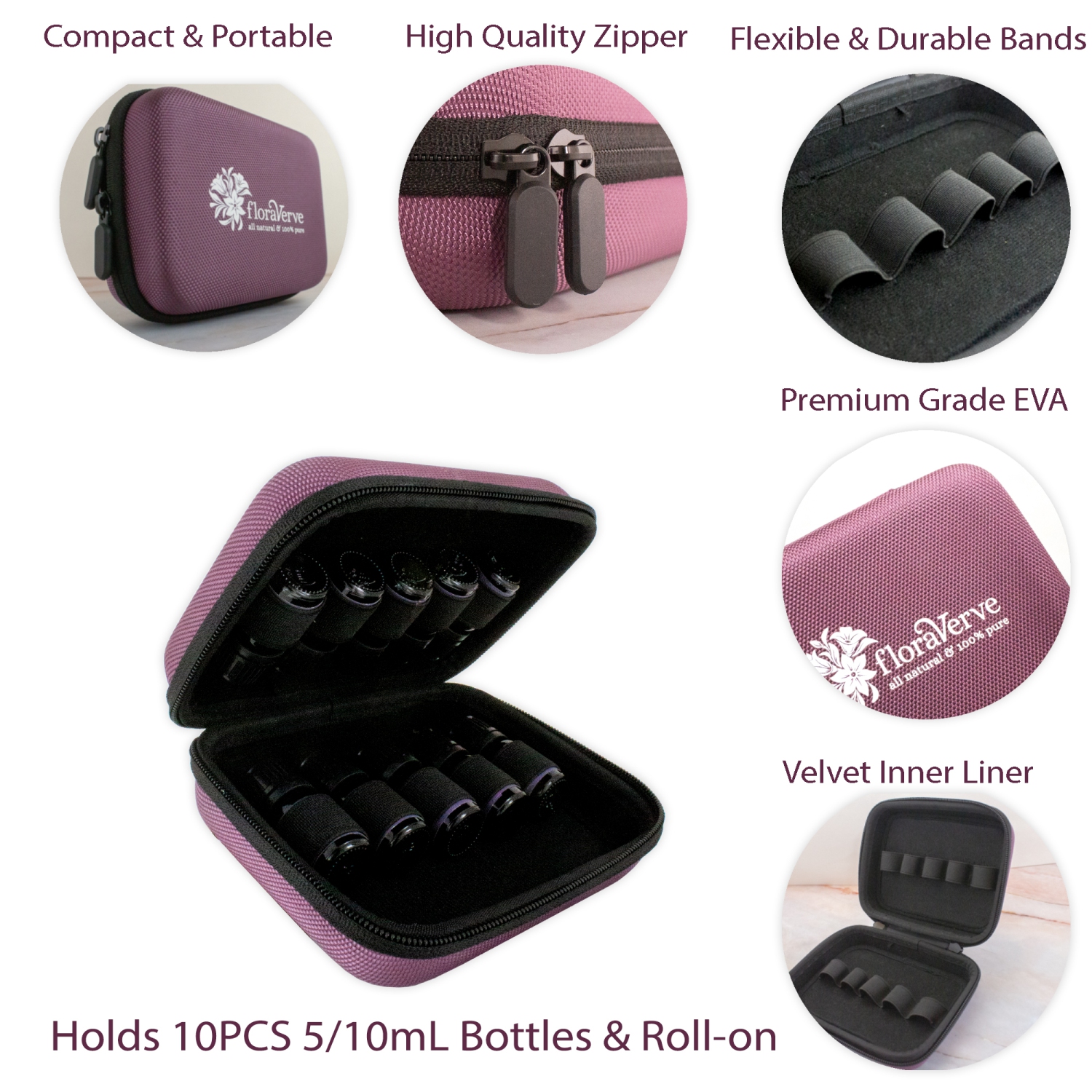 floraVerve Huiles essentielles Carrying Case Portable