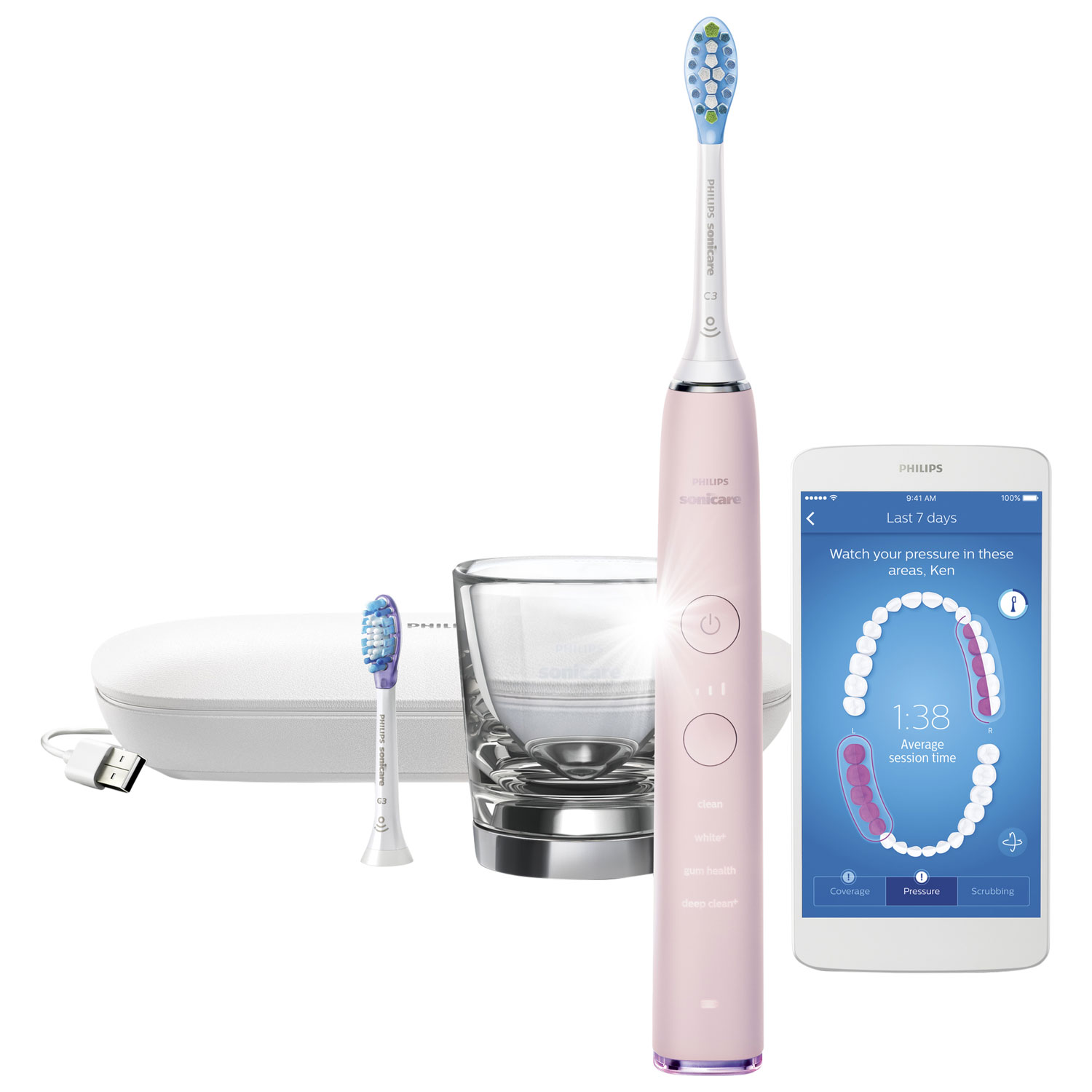 Philips SoniCare DiamondClean Smart Electric Toothbrush (HX9902/65) - Pink
