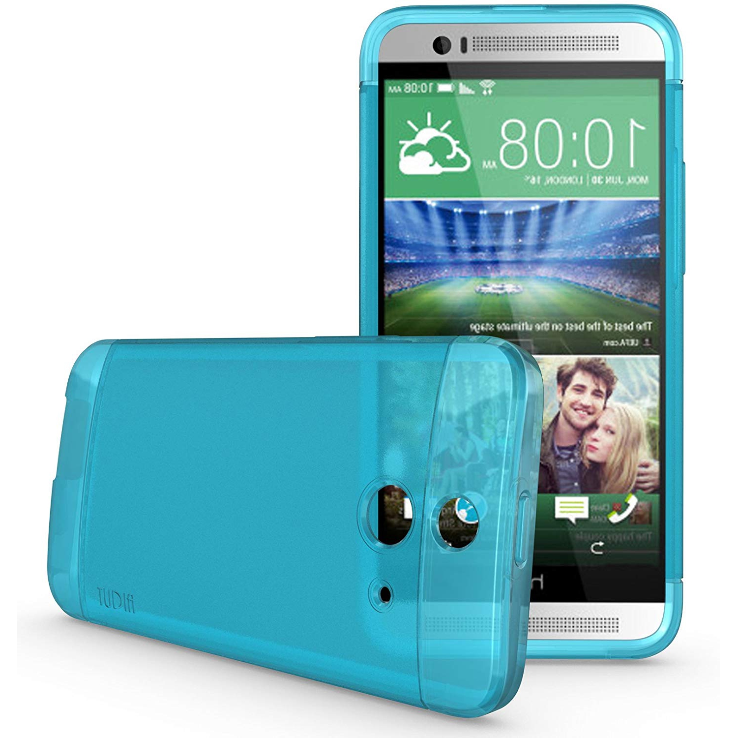TUDIA Ultra Slim flexi skin [LITE] TPU Bumper Protective Case for HTC One (E8) (Teal)