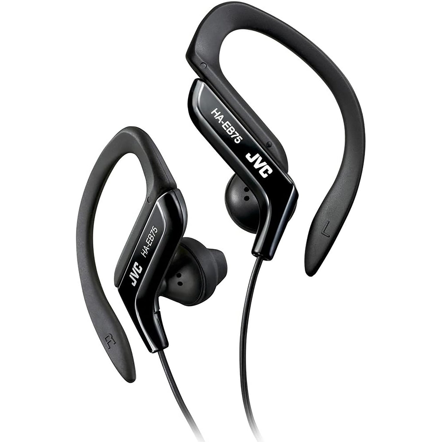 JVC – Écouteurs bouton sport avec pince d'oreille réglable, noir