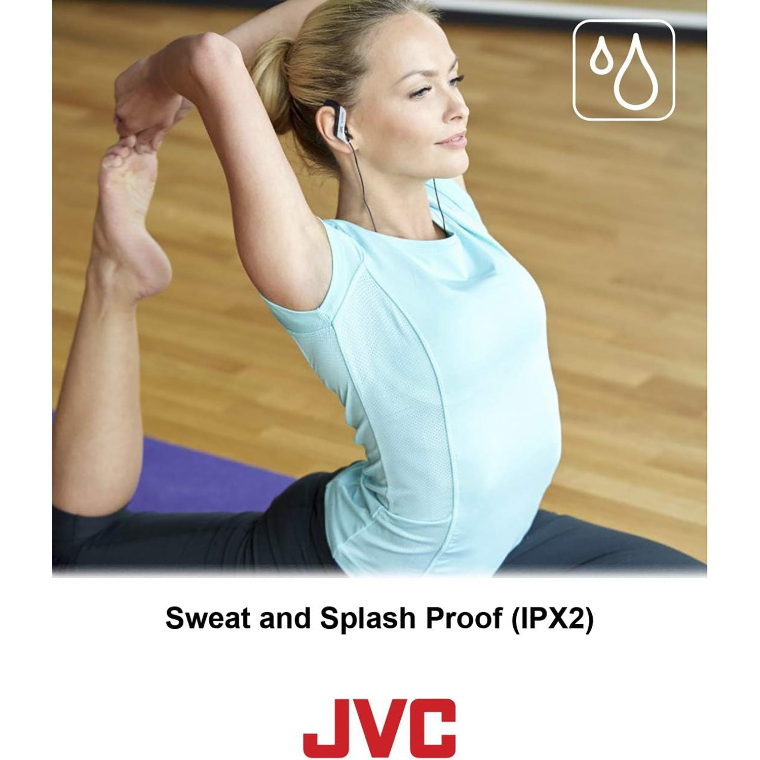 JVC – Écouteurs bouton sport avec pince d'oreille réglable, noir