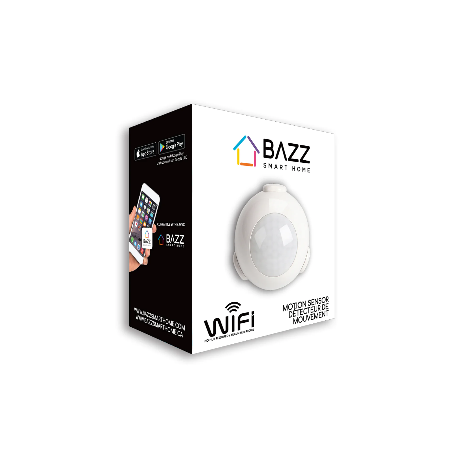 Capteur de mouvement Wi-Fi pour maison intelligente de BAZZ blanc 84-MTSWFW1