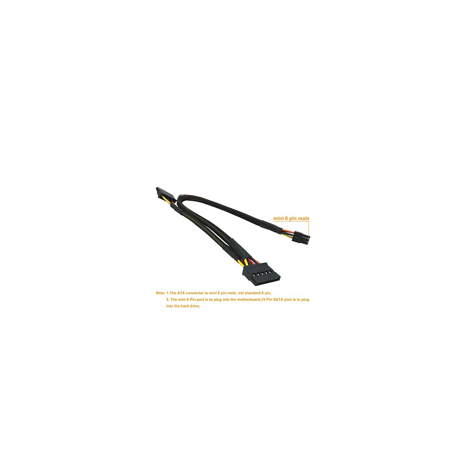 33cm COMeap SATA 15 Pin x2 to Mini 6 Pin ATX Compatible with Dell Inspiron 3653 3650 HDD SATA Power Cable Replacement 13-inch