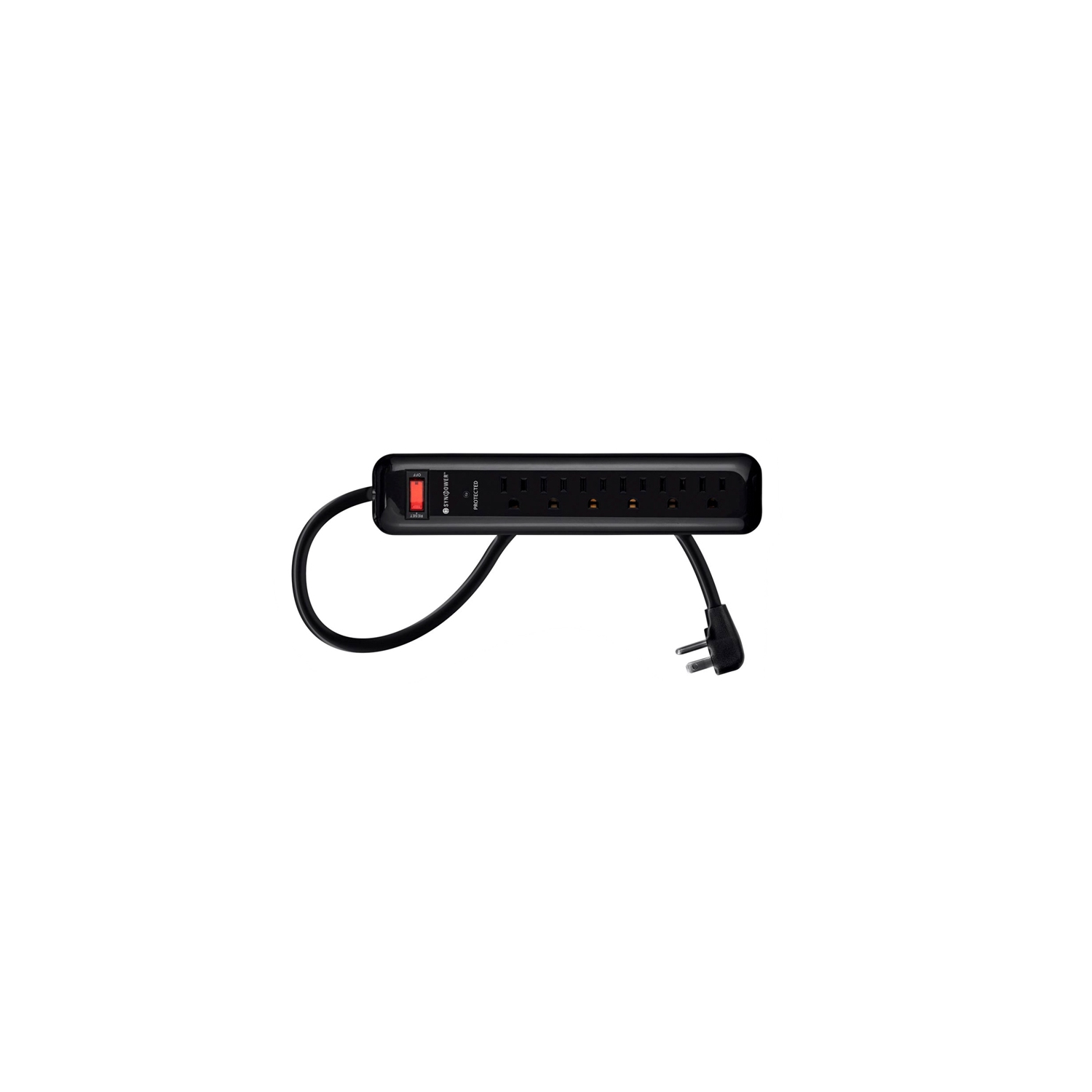 SyncPower SP-6FS-400J 400 Joules Surge Protector, 6 Outlets, Indoor, Black