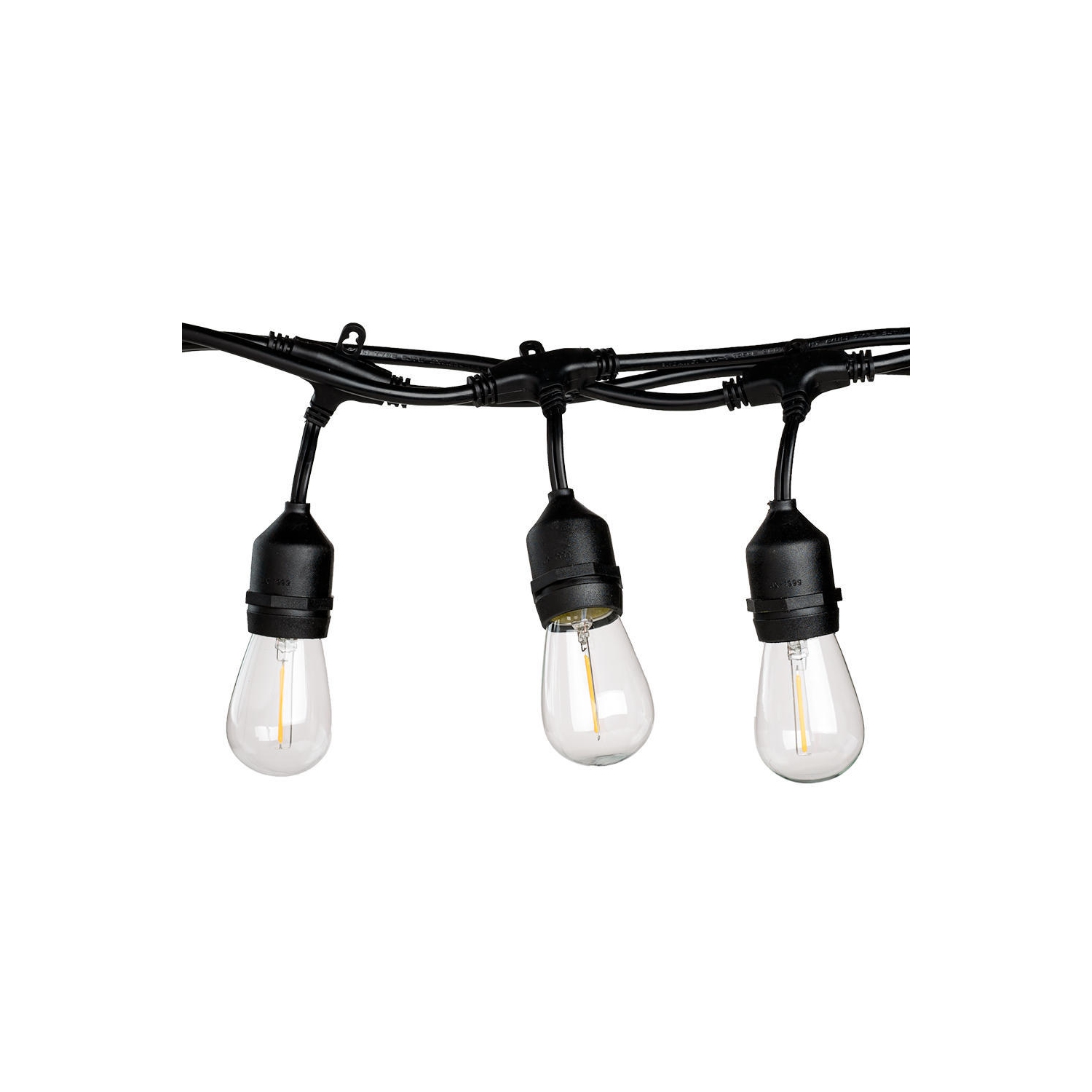 48Ft Outdoor String Light Weatherproof 15 Hanging Sockets S14/E26 2W, 15 LED Bulbs Included