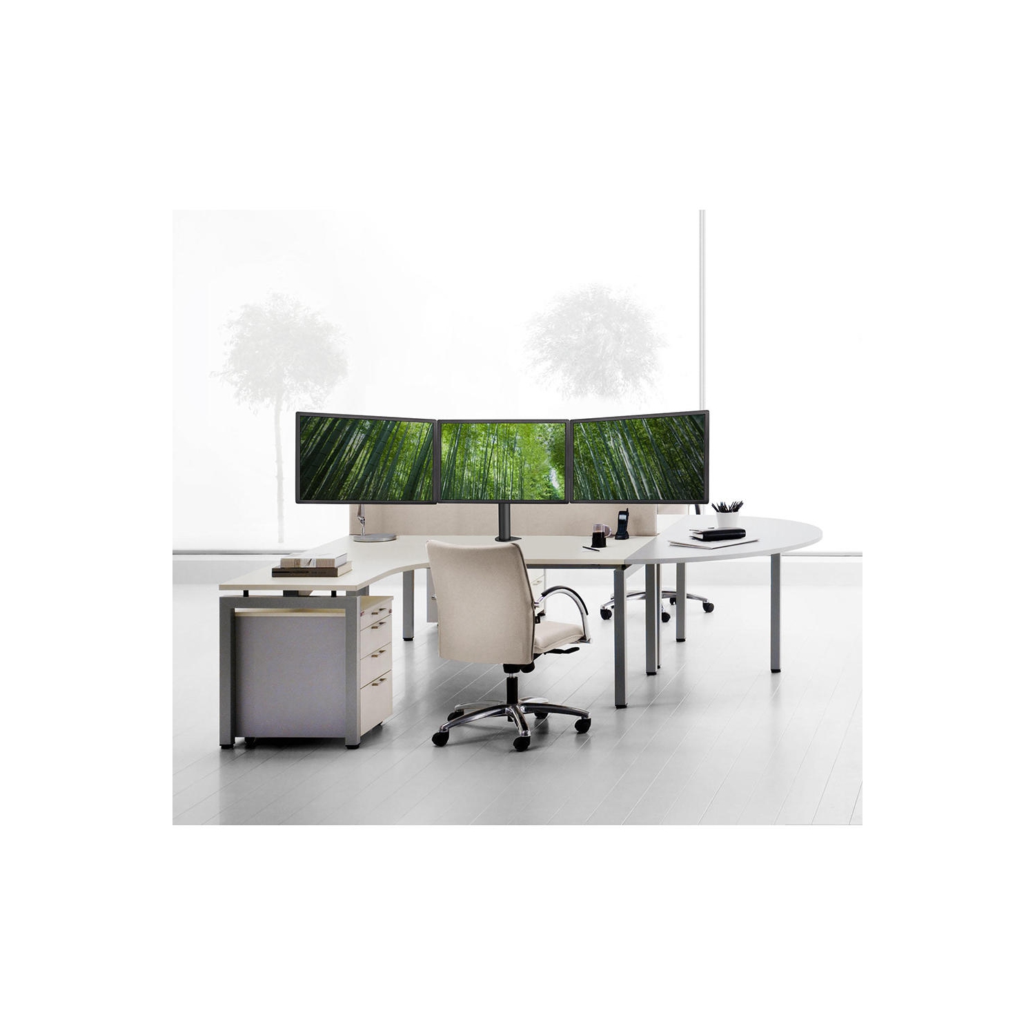 Support triple pour moniteur de 10 à 30&nbsp;po avec bras pivotants à 90°, bras en aluminium pour moniteur à 3 écrans, VESA 75 x 75 et VESA 100 x 100