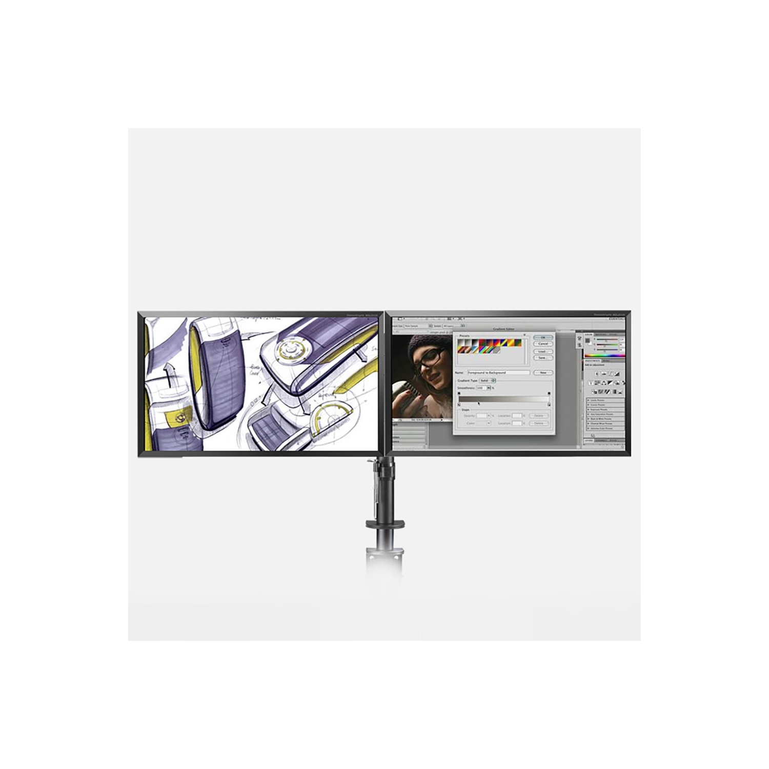 Full Motion Monitor Stand Dual Monitor Mount, Monitor Arm Fit 2 Screens Fully Adjustable Heavy Duty For 13"-27" Monitors Desk Mount