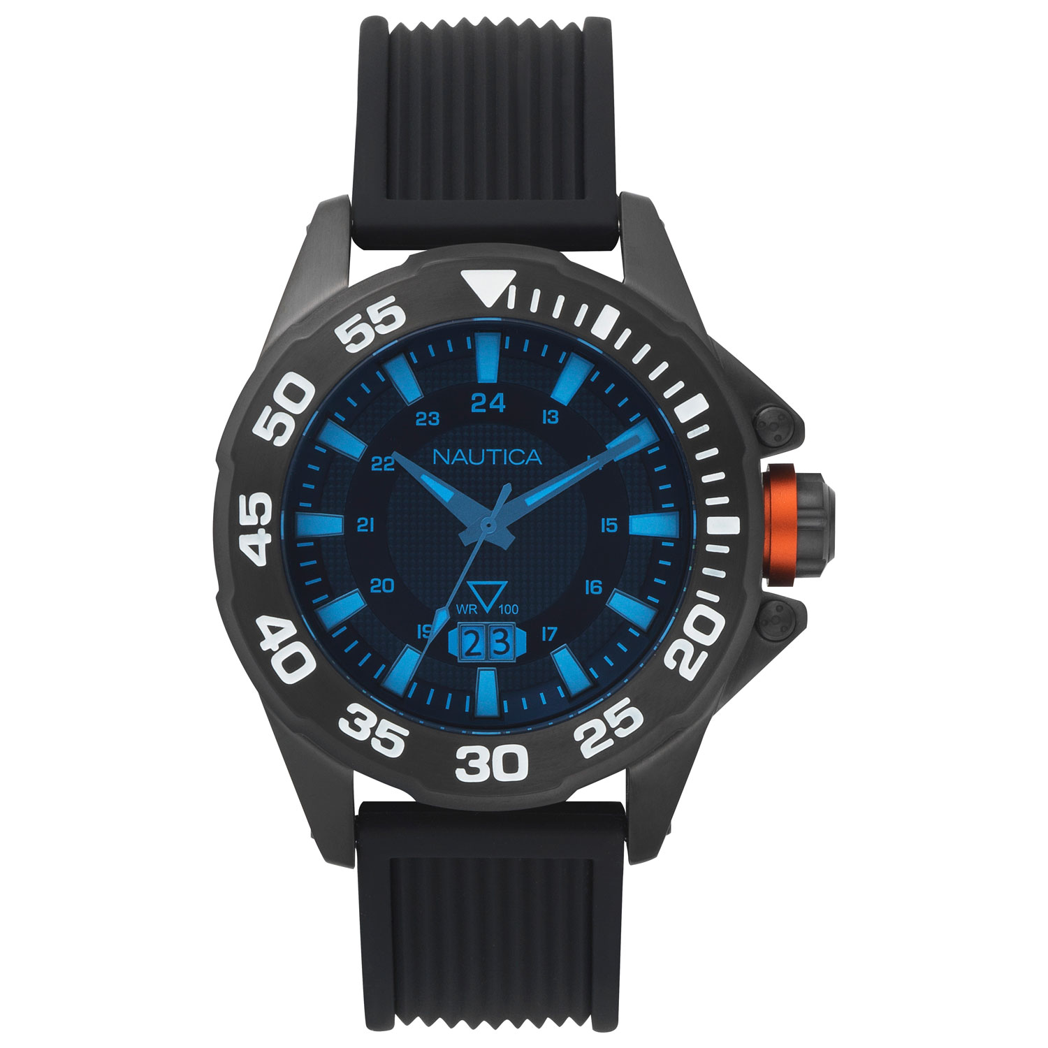 Nautica Westview Silicone 44mm Men's Casual Watch - Black/Blue