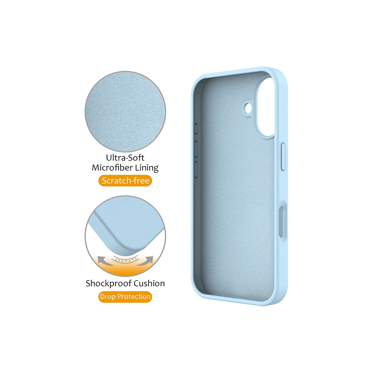 TopSave Magnetic Ring Stand Liquid Silicone Slim Thin Shockproof Protective Cover for iPhone 16 Plus 6.7", Light Blue