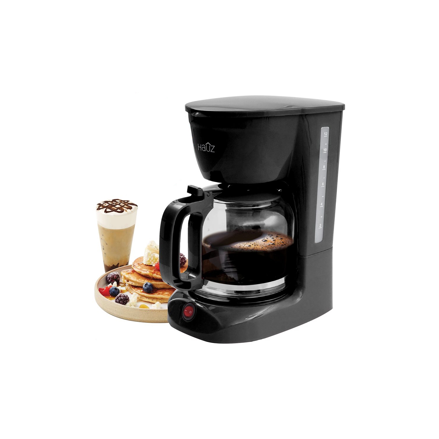 Hauz ACM875 12 Cup 1.8L Drip Coffee Maker Black