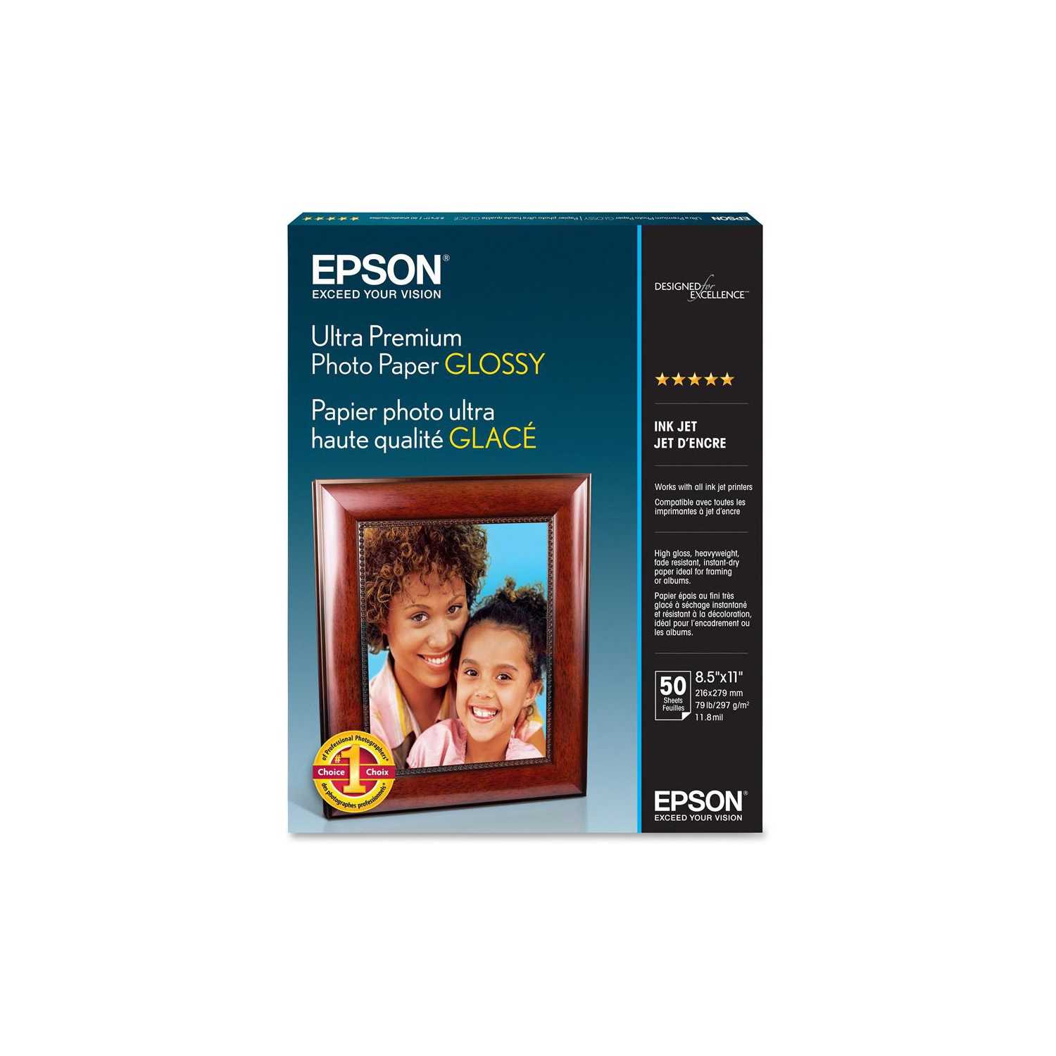 EPSON ULTRA PREM PHT PPR GLOSSY 8.5X11 50 SHTS