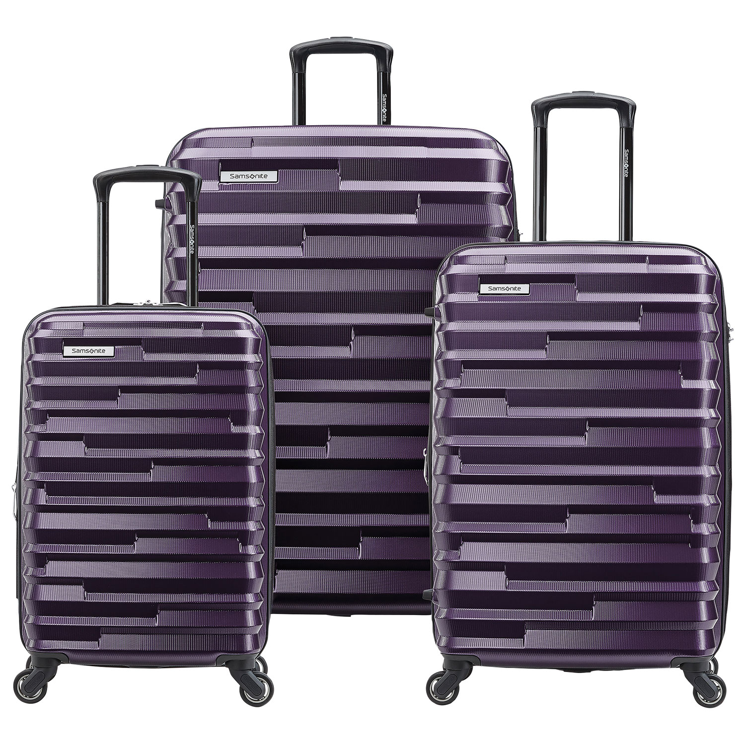 purple samsonite luggage set