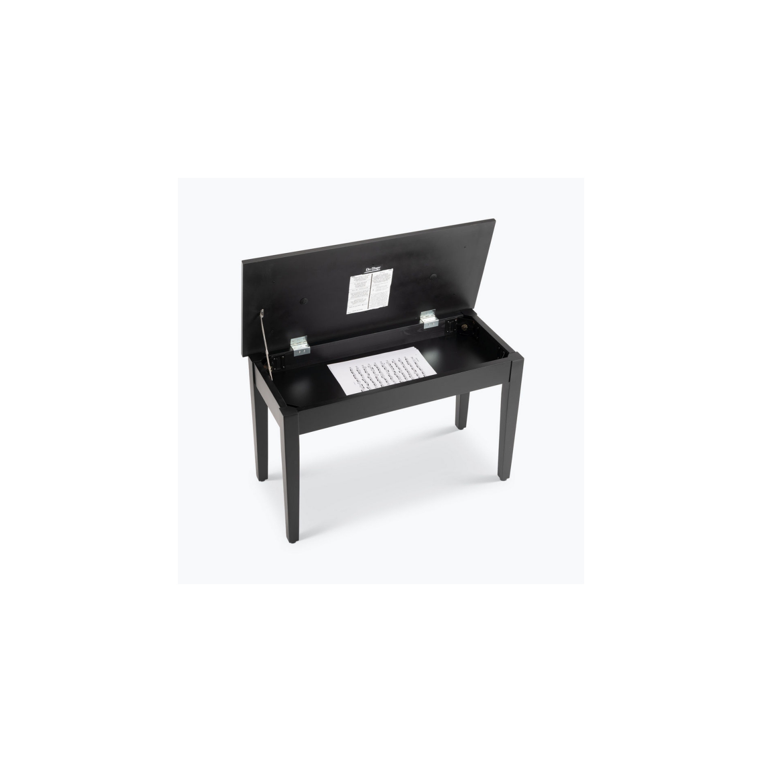 On Stage – Banc de piano de luxe MUS KB8904 B KB8904 B avec compartiment de rangement, noir satiné