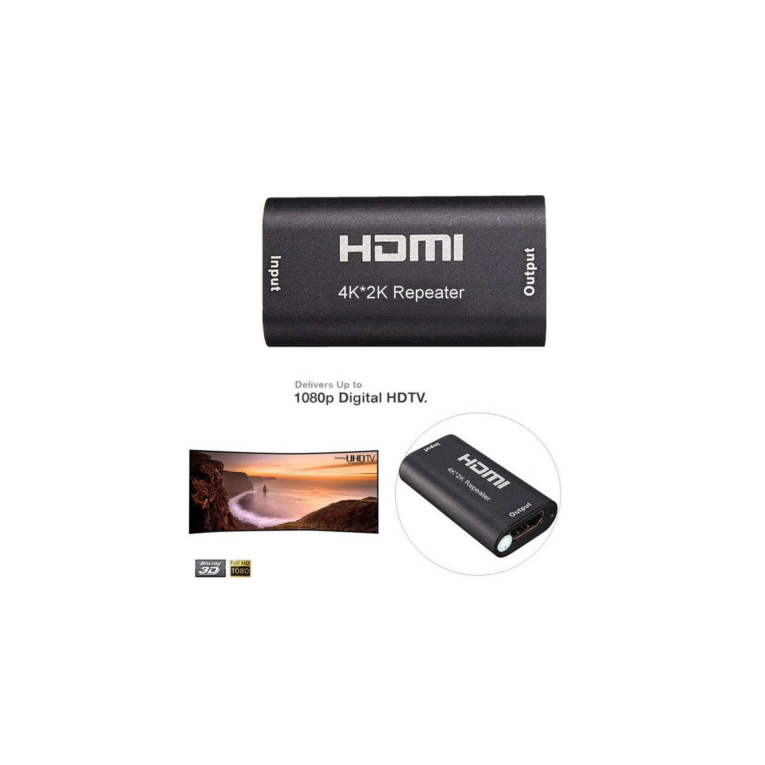 HDMI 2.0 Extender Répéteur amplificateur numérique amplificateur de Signal HDMI Femelle vers Femelle Prise en Charge 3D 1080p jusqu'à 40 m/36,6 m