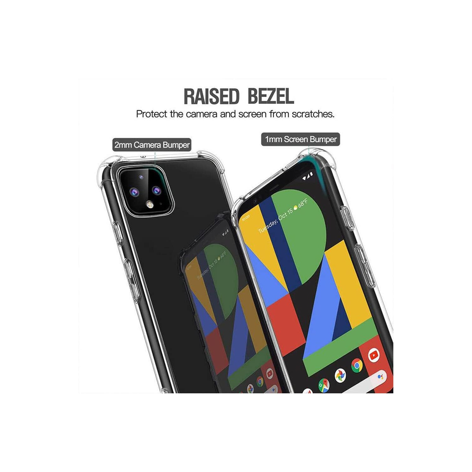 Google Pixel 4 Case and Screen Protector, [3 in 1] Heavy-duty rugged / Earthquake drop protection transparent soft TPU case