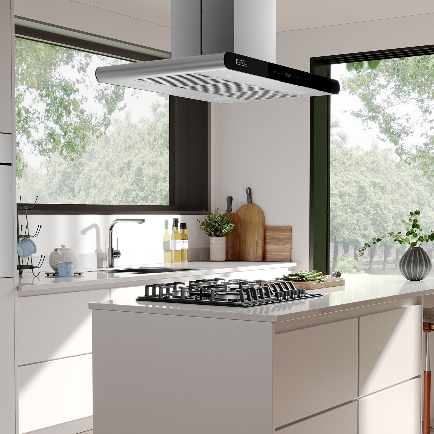 Empava 24" 4-Burner Gas Cooktop Stove - Black Tempered Glass