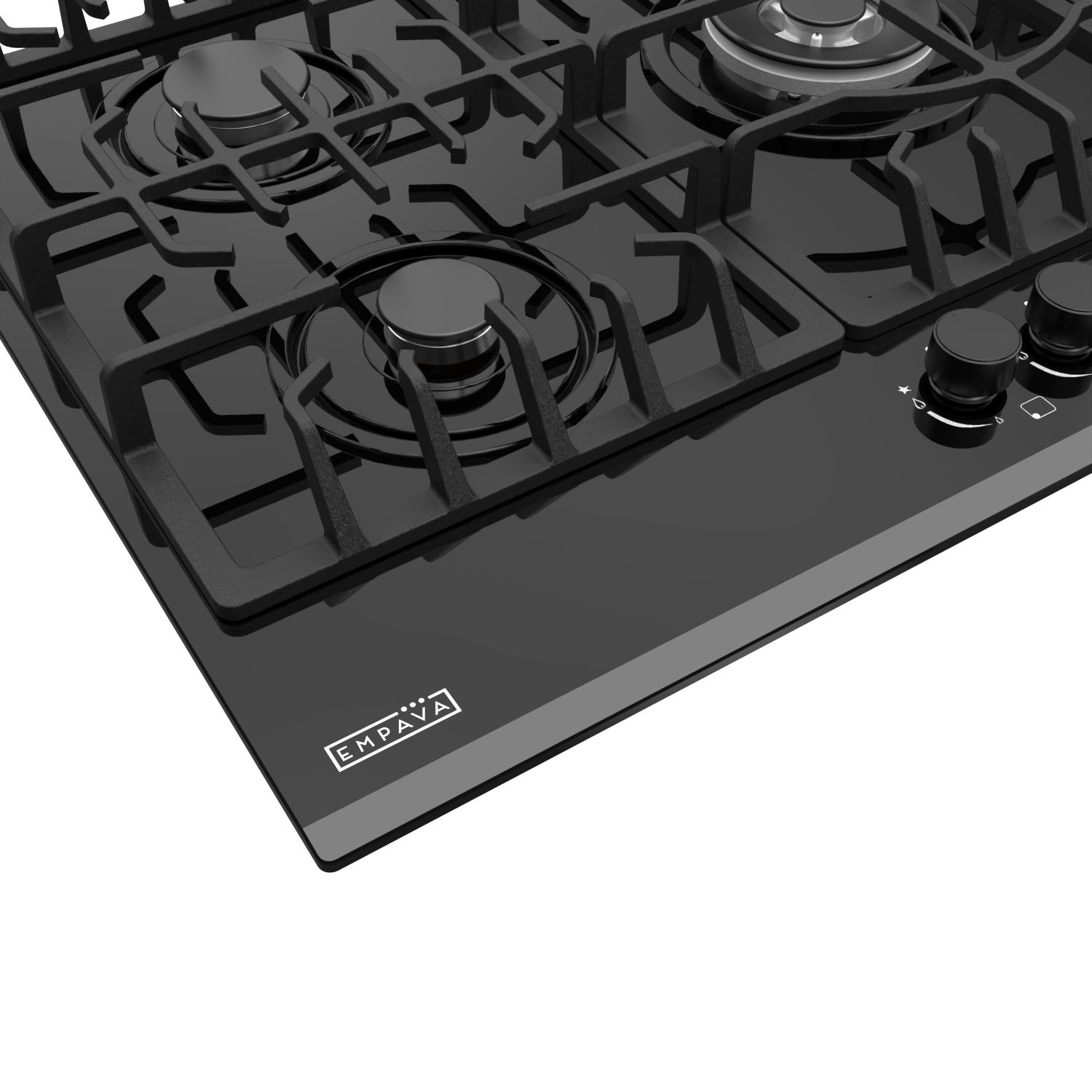 Empava 36" 5-Burner Gas Cooktop Stove - Black Tempered Glass