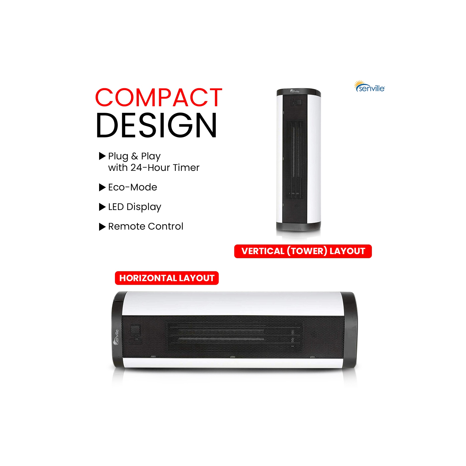 Chaufferette en Céramique 1500W Avec Télécommande de Senville