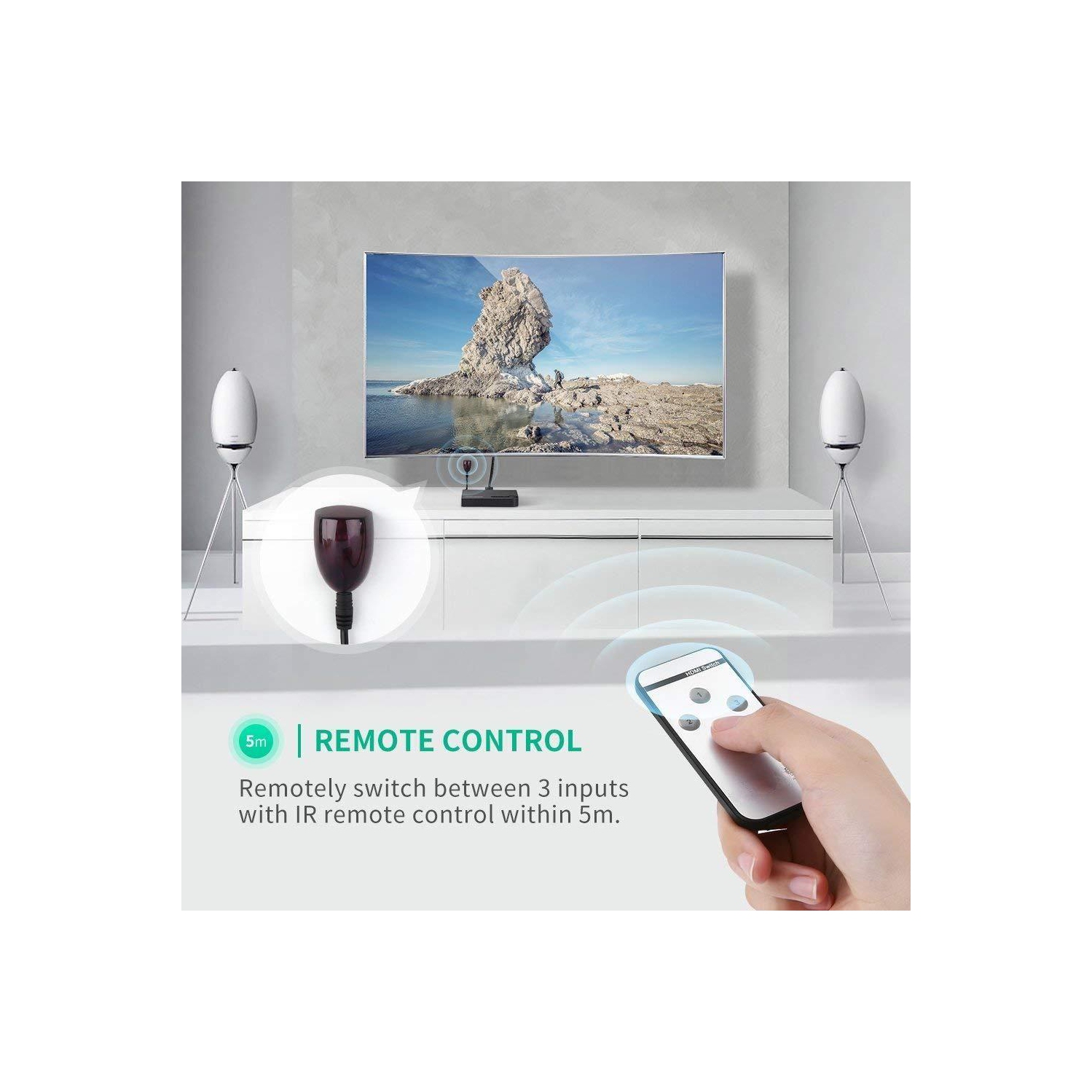 SAMA HDMI Splitter 1.3V Support 1080P With Remote Control, White