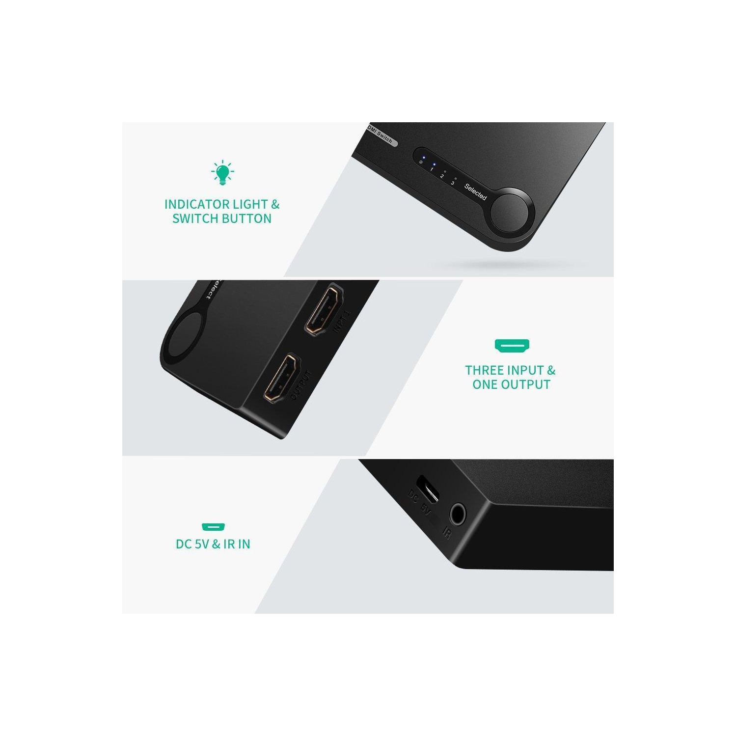 SAMA HDMI Splitter 1.3V Support 1080P With Remote Control, White