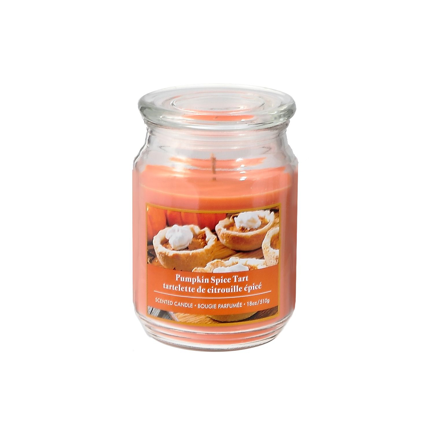 PUMPKIN SPICE TART SCENTED CANDLE JAR W/ GLASS LID