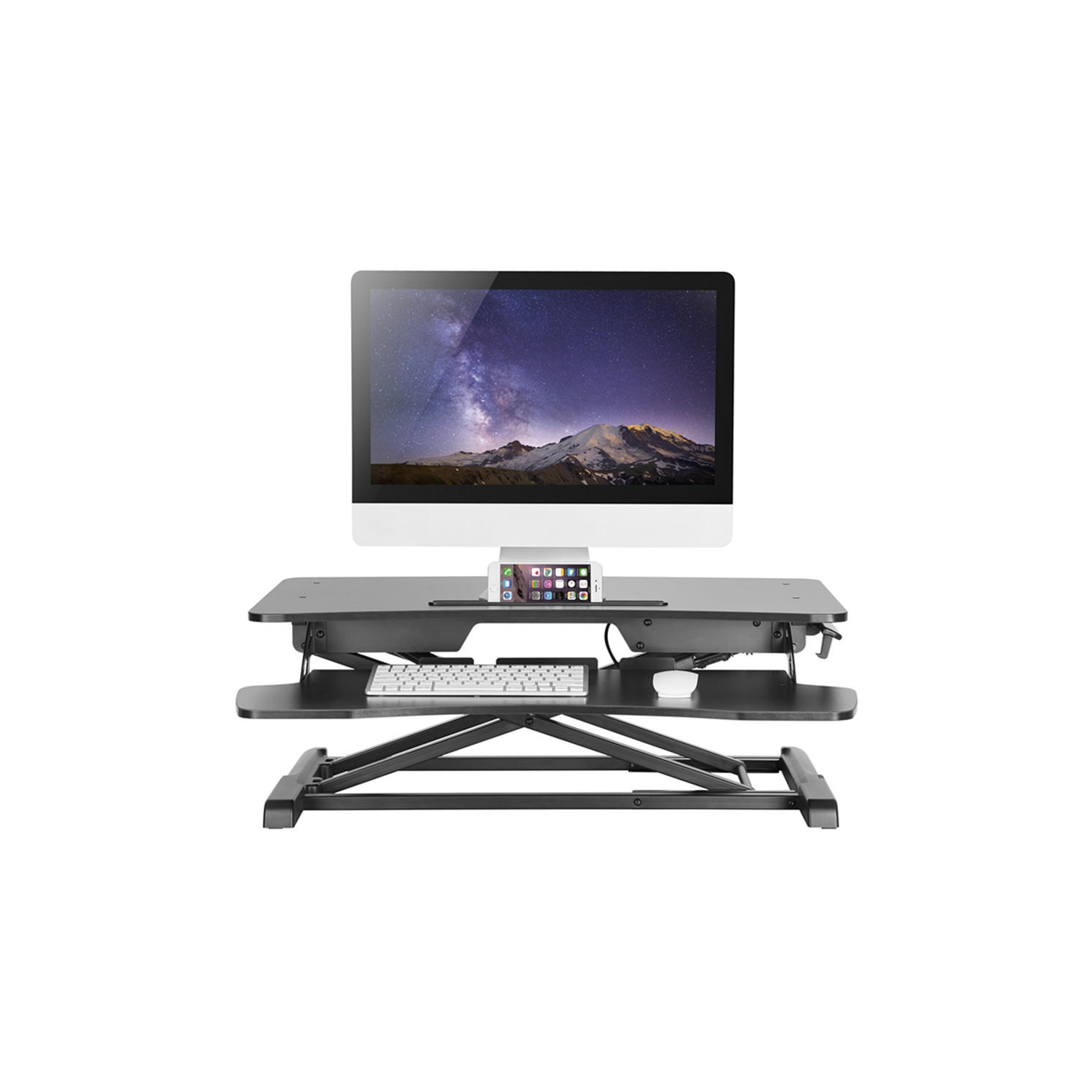 32 inch Height Adjustable Sit Standing Desk Converter Dual Computer Monitor and Laptop Riser Workstation
