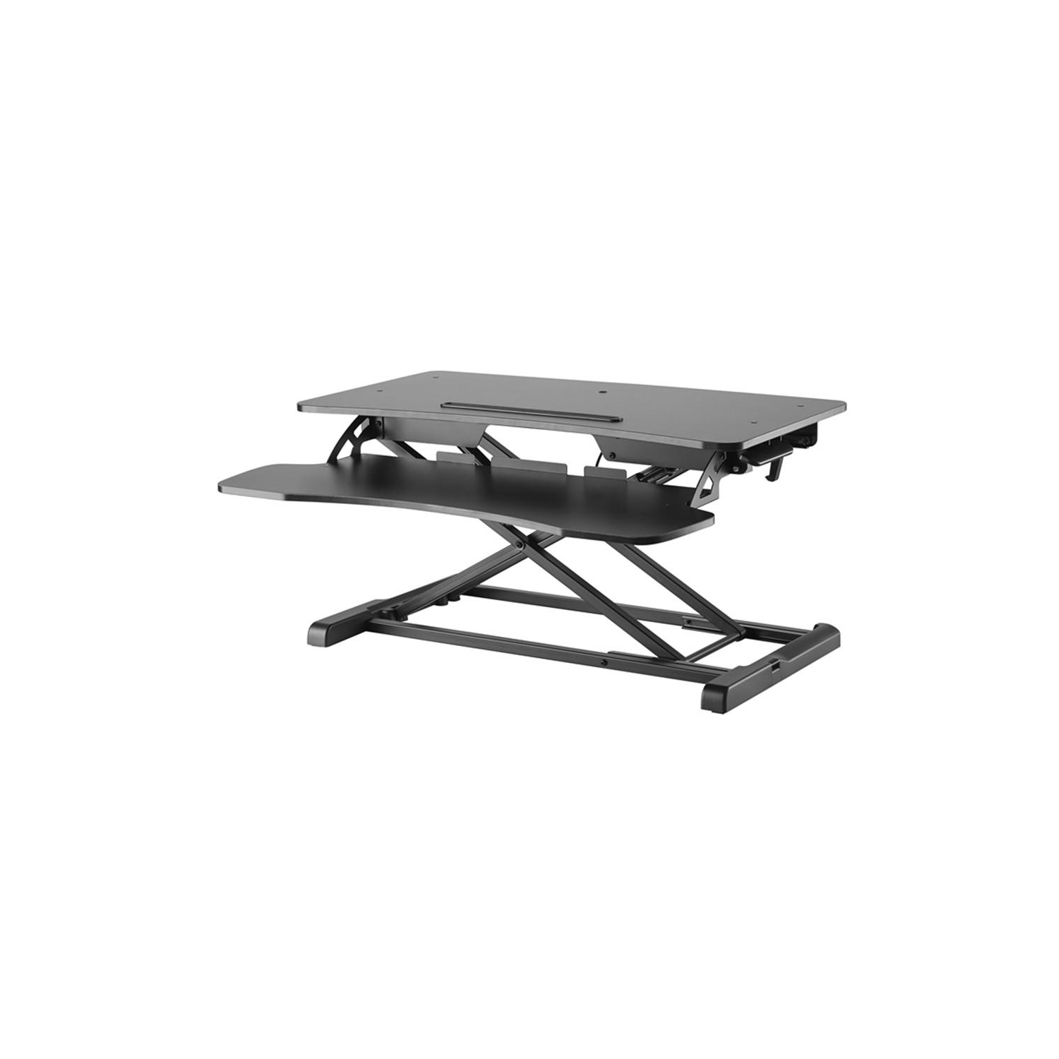 32 inch Height Adjustable Sit Standing Desk Converter Dual Computer Monitor and Laptop Riser Workstation