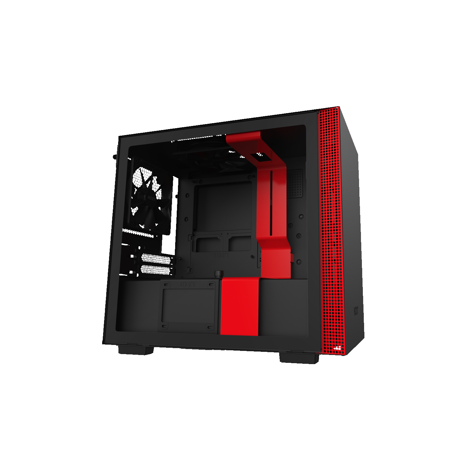 NZXT H210i - Mini-ITX PC Gaming Case - Front I/O USB Type-C Port - Tempered Glass Side Panel - Black/Red (CA-H210I-BR)
