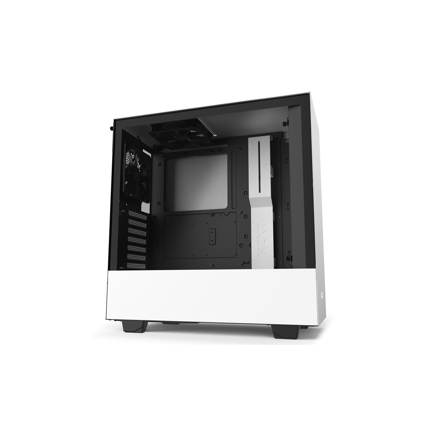 NZXT H510 - Compact ATX Mid-Tower Case - Front I/O USB Type-C Port - Tempered Glass Side Panel - White/Black (CA-H510B-W1)