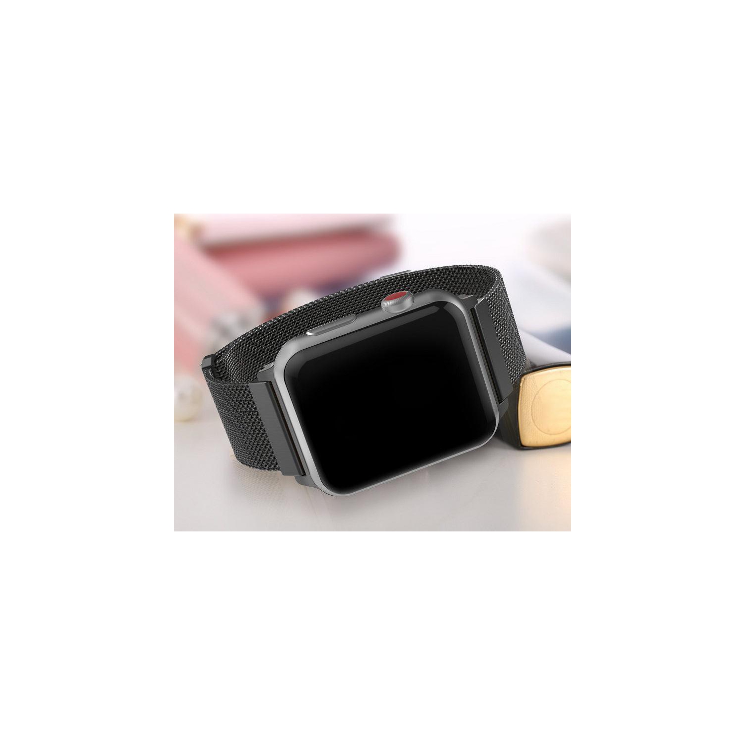 PANDACO Red Milan Magnetic Clasp Watch Strap for Apple Watch 38mm / 40mm / 41mm / 42mm