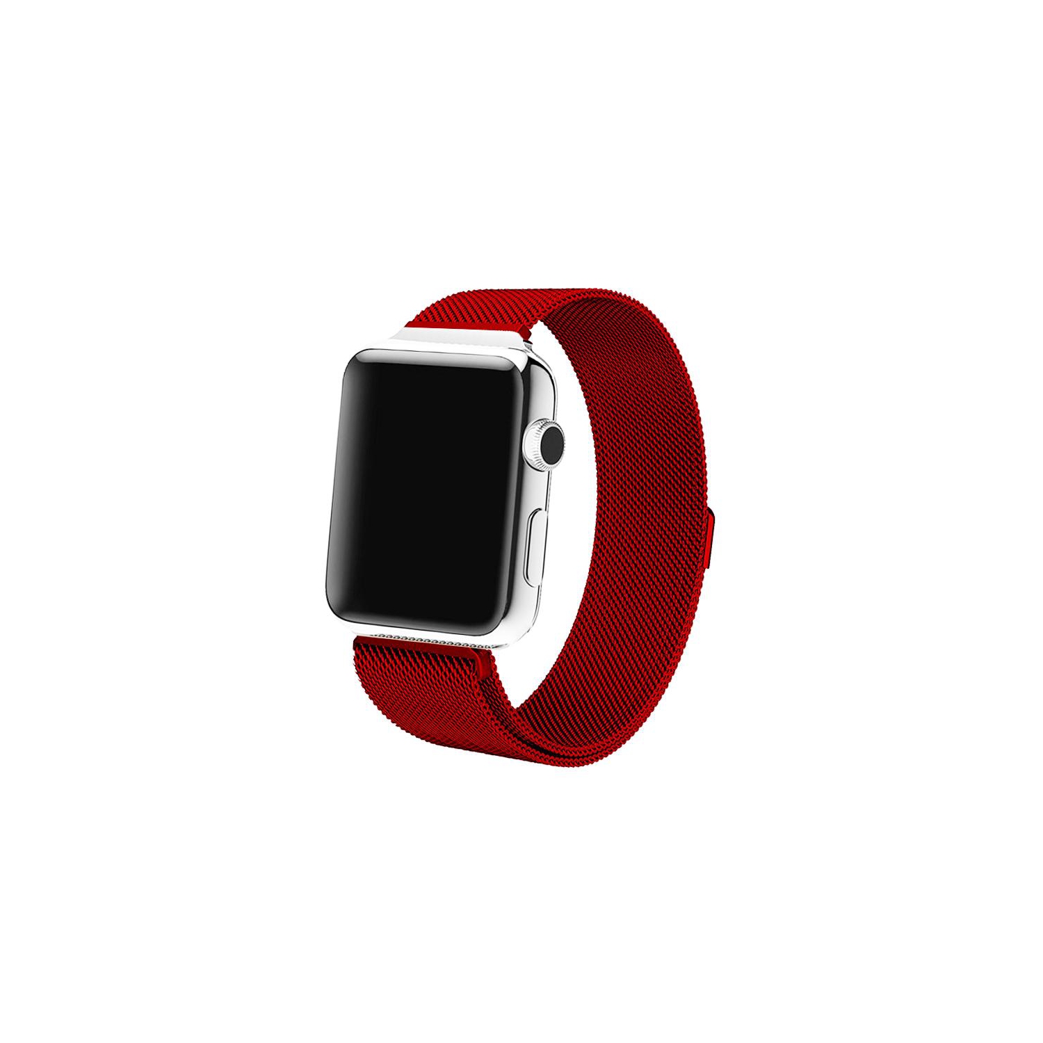 PANDACO Red Milan Magnetic Clasp Watch Strap for Apple Watch 42mm / 44mm / 45mm / 46mm / 49mm