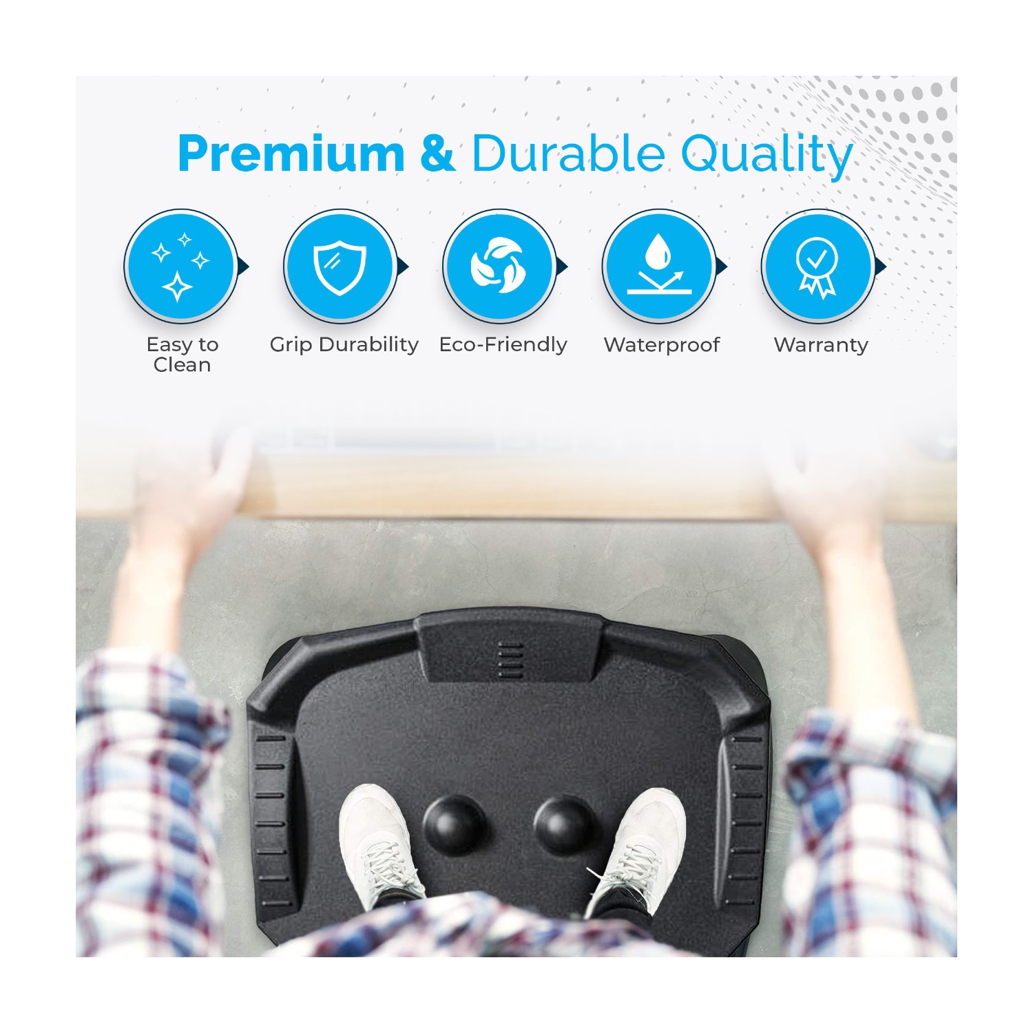 Tapis antifatigue portatif pour bureau debout Sit to Stand de MotionGrey pour bureau et plancher maison - Noir